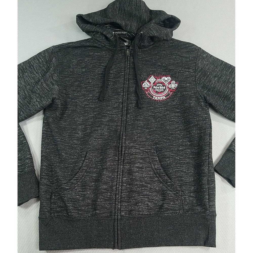 Hard Rock Cafe Mens Size Small Tampa Graphic Long Sleeve Zip Up Black Hoodie